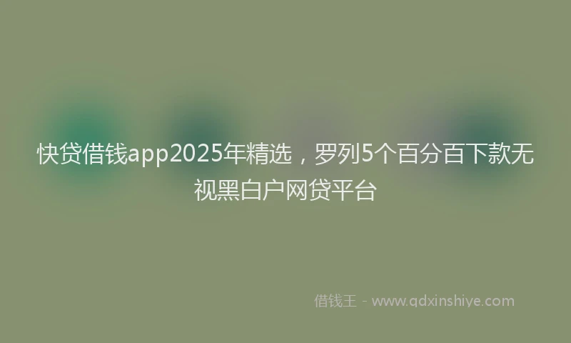 快贷借钱app2025年精选，罗列5个百分百下款无视黑白户网贷平台