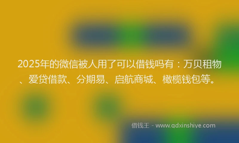 2025年的微信被人用了可以借钱吗有：万贝租物、爱贷借款、分期易、启航商城、橄榄钱包等。