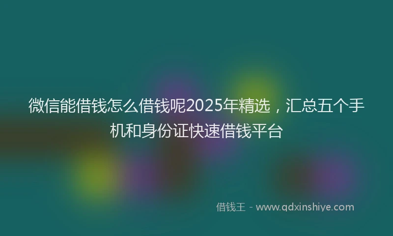 微信能借钱怎么借钱呢2025年精选，汇总五个手机和身份证快速借钱平台