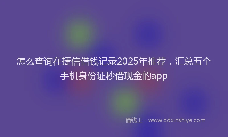 怎么查询在捷信借钱记录2025年推荐，汇总五个手机身份证秒借现金的app