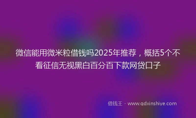 微信能用微米粒借钱吗2025年推荐，概括5个不看征信无视黑白百分百下款网贷口子