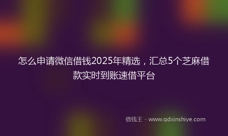 怎么申请微信借钱2025年精选，汇总5个芝麻借款实时到账速借平台
