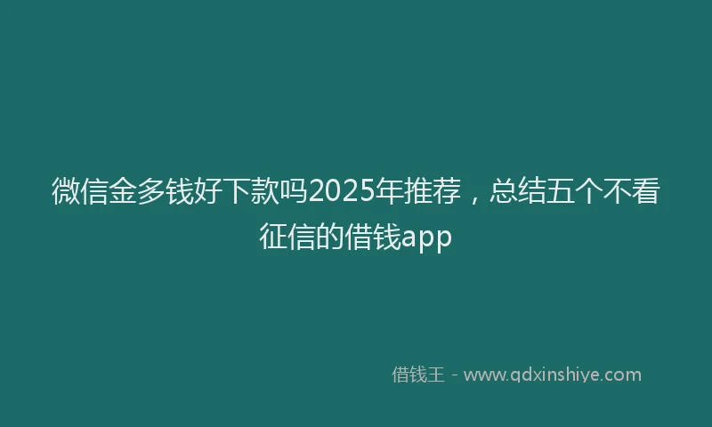 微信金多钱好下款吗2025年推荐，总结五个不看征信的借钱app