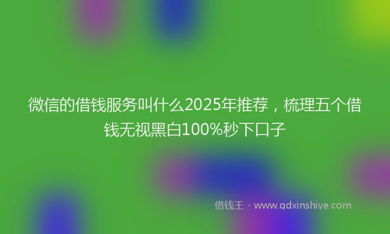 微信的借钱服务叫什么2025年推荐，梳理五个借钱无视黑白100%秒下口子