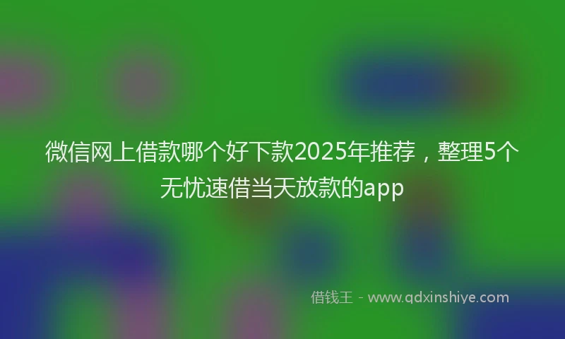 微信网上借款哪个好下款2025年推荐，整理5个无忧速借当天放款的app
