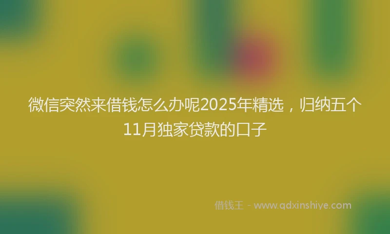微信突然来借钱怎么办呢2025年精选，归纳五个11月独家贷款的口子