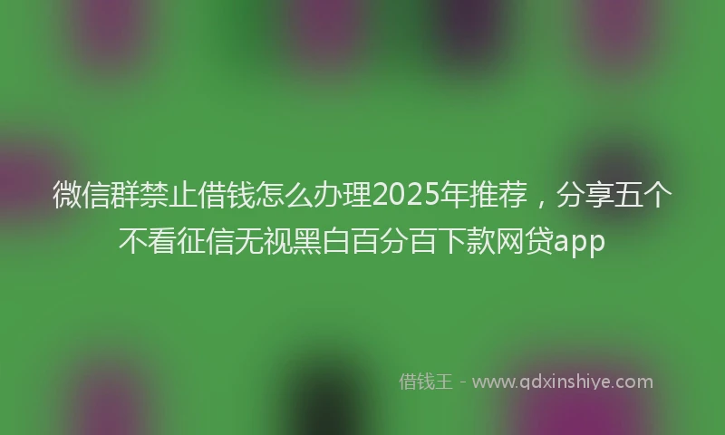 微信群禁止借钱怎么办理2025年推荐，分享五个不看征信无视黑白百分百下款网贷app