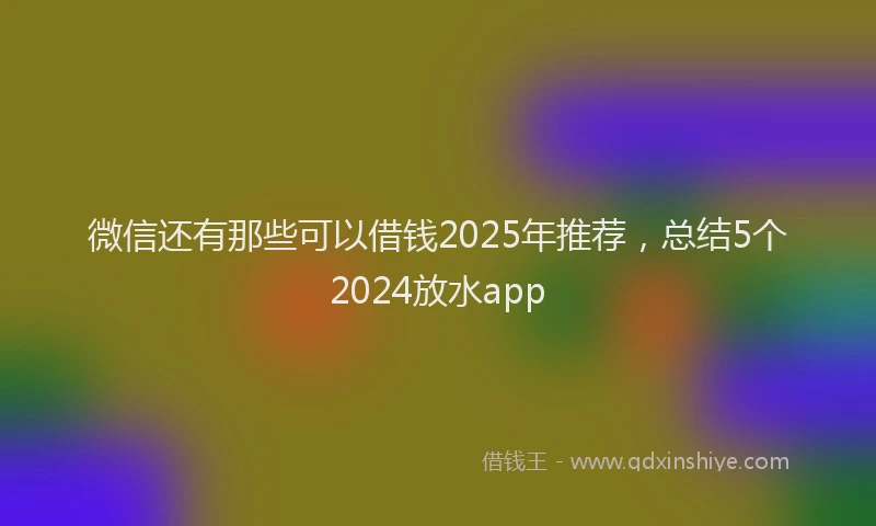 微信还有那些可以借钱2025年推荐，总结5个2024放水app