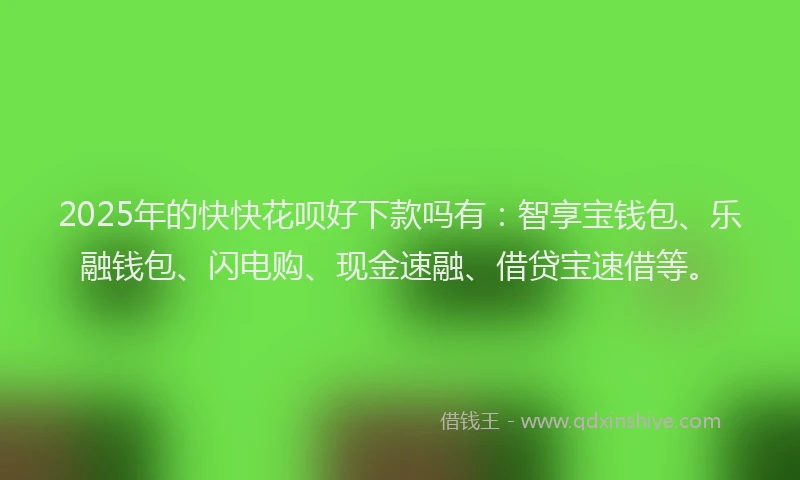 2025年的快快花呗好下款吗有：智享宝钱包、乐融钱包、闪电购、现金速融、借贷宝速借等。