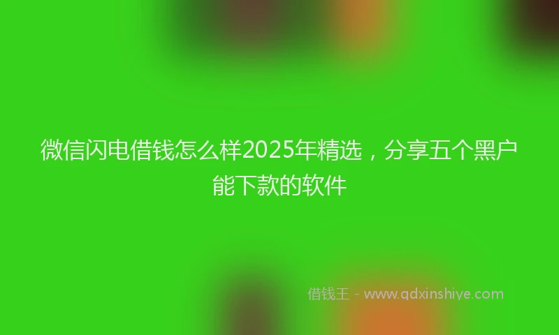微信闪电借钱怎么样2025年精选，分享五个黑户能下款的软件