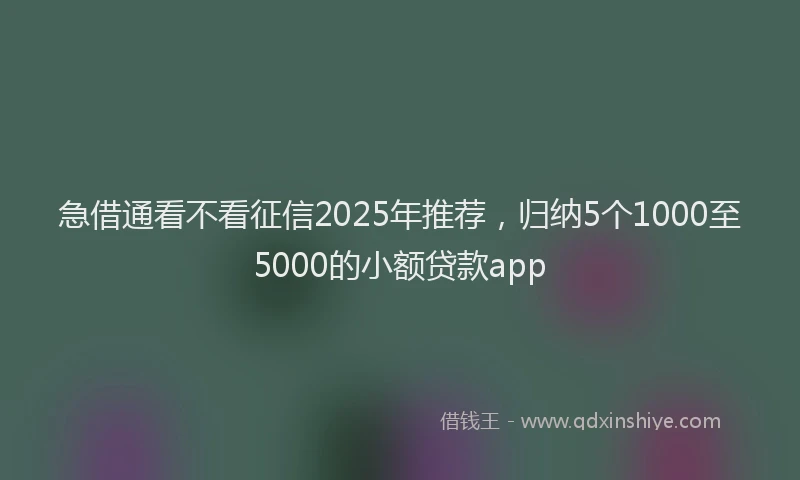 急借通看不看征信2025年推荐，归纳5个1000至5000的小额贷款app