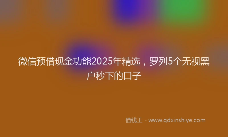 微信预借现金功能2025年精选，罗列5个无视黑户秒下的口子