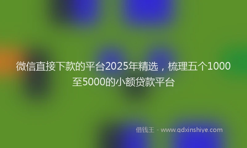 微信直接下款的平台2025年精选，梳理五个1000至5000的小额贷款平台