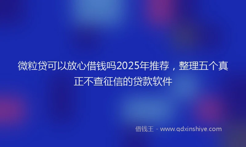 微粒贷可以放心借钱吗2025年推荐，整理五个真正不查征信的贷款软件