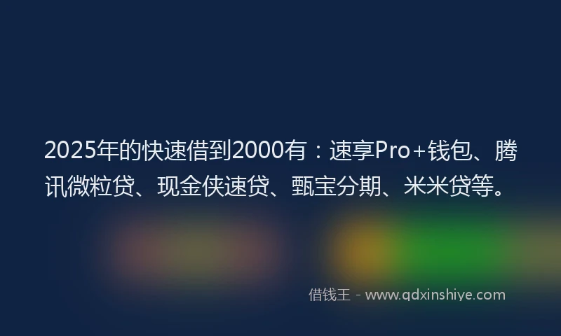 2025年的快速借到2000有：速享Pro+钱包、腾讯微粒贷、现金侠速贷、甄宝分期、米米贷等。