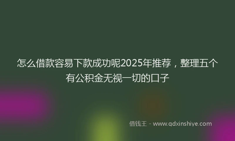 怎么借款容易下款成功呢2025年推荐，整理五个有公积金无视一切的口子