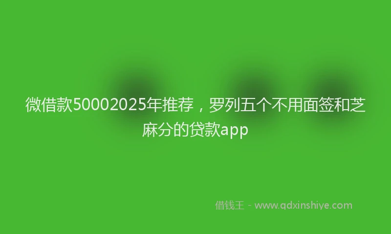 微借款50002025年推荐，罗列五个不用面签和芝麻分的贷款app