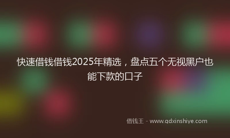 快速借钱借钱2025年精选，盘点五个无视黑户也能下款的口子