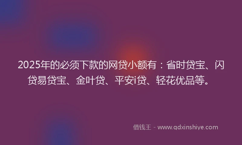 2025年的必须下款的网贷小额有：省时贷宝、闪贷易贷宝、金叶贷、平安i贷、轻花优品等。