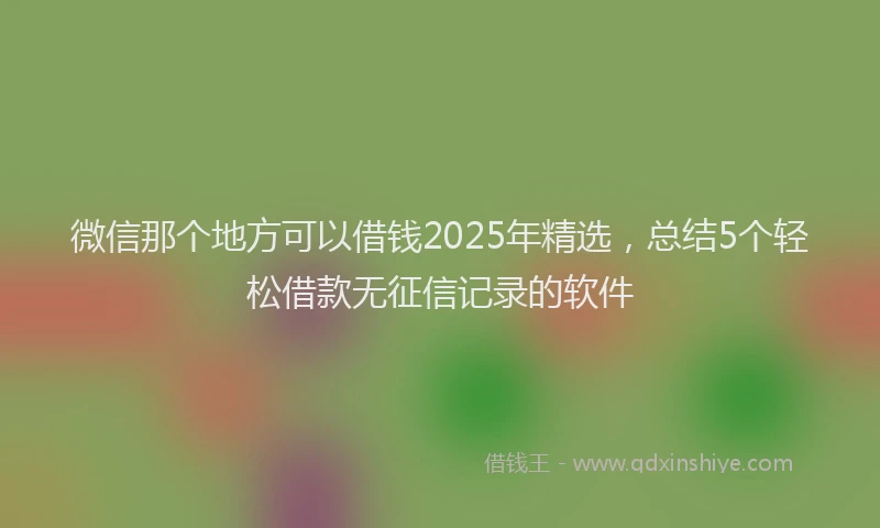 微信那个地方可以借钱2025年精选，总结5个轻松借款无征信记录的软件