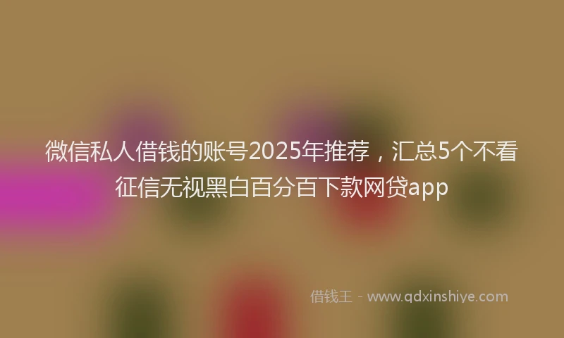 微信私人借钱的账号2025年推荐，汇总5个不看征信无视黑白百分百下款网贷app