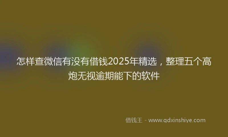 怎样查微信有没有借钱2025年精选，整理五个高炮无视逾期能下的软件