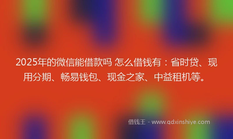2025年的微信能借款吗 怎么借钱有：省时贷、现用分期、畅易钱包、现金之家、中益租机等。