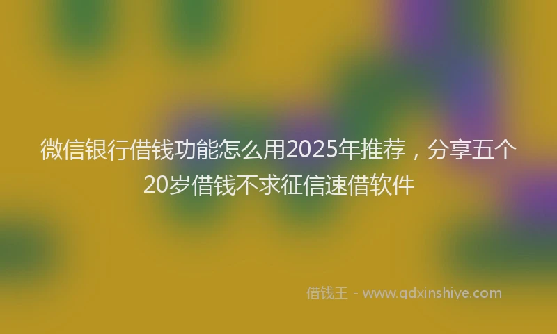 微信银行借钱功能怎么用2025年推荐，分享五个20岁借钱不求征信速借软件