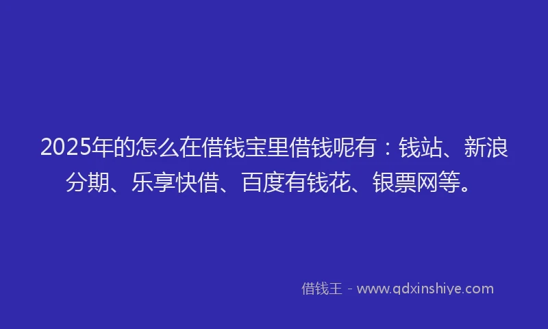 2025年的怎么在借钱宝里借钱呢有：钱站、新浪分期、乐享快借、百度有钱花、银票网等。