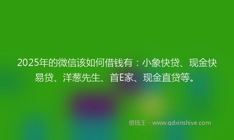 2025年的微信该如何借钱有：小象快贷、现金快易贷、洋葱先生、首E家、现金直贷等。