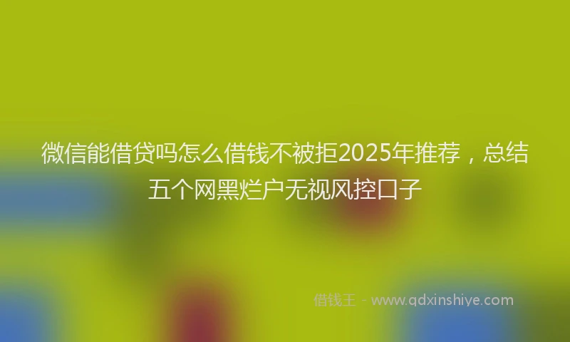 微信能借贷吗怎么借钱不被拒2025年推荐，总结五个网黑烂户无视风控口子