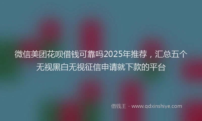 微信美团花呗借钱可靠吗2025年推荐，汇总五个无视黑白无视征信申请就下款的平台