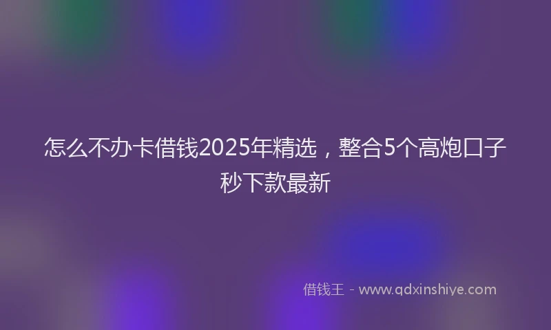 怎么不办卡借钱2025年精选，整合5个高炮口子秒下款最新