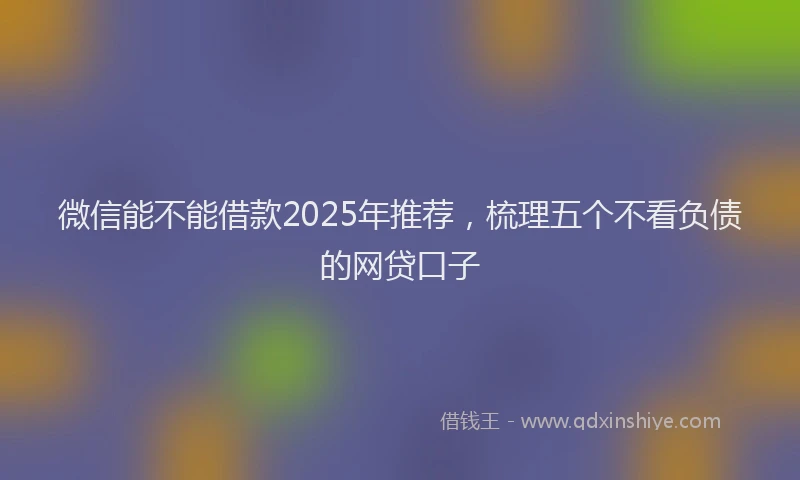 微信能不能借款2025年推荐，梳理五个不看负债的网贷口子