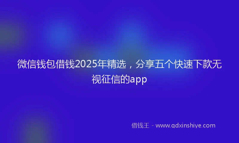 微信钱包借钱2025年精选，分享五个快速下款无视征信的app
