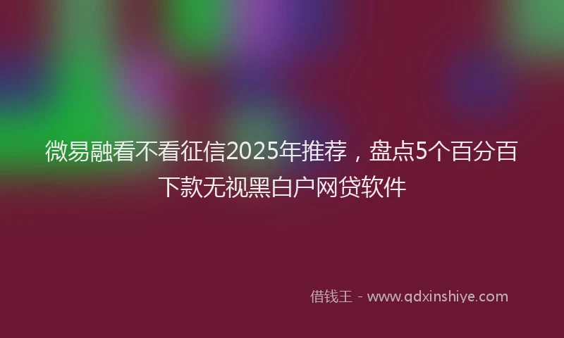 微易融看不看征信2025年推荐，盘点5个百分百下款无视黑白户网贷软件