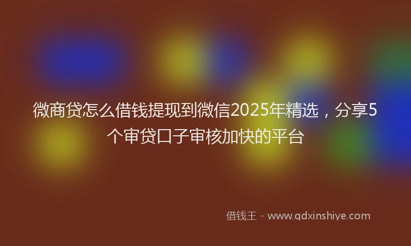 微商贷怎么借钱提现到微信2025年精选，分享5个审贷口子审核加快的平台