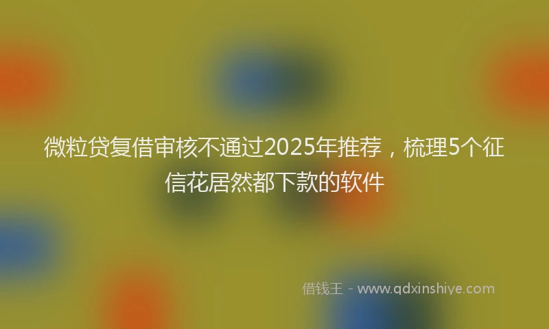 微粒贷复借审核不通过2025年推荐，梳理5个征信花居然都下款的软件