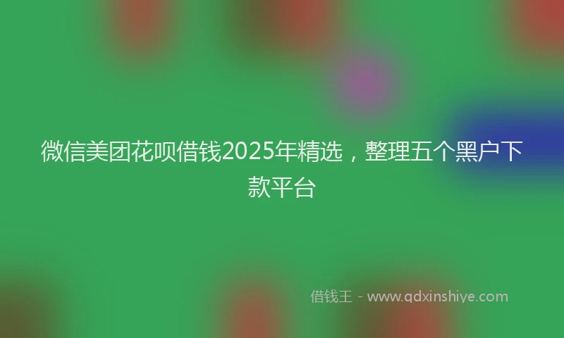 微信美团花呗借钱2025年精选，整理五个黑户下款平台