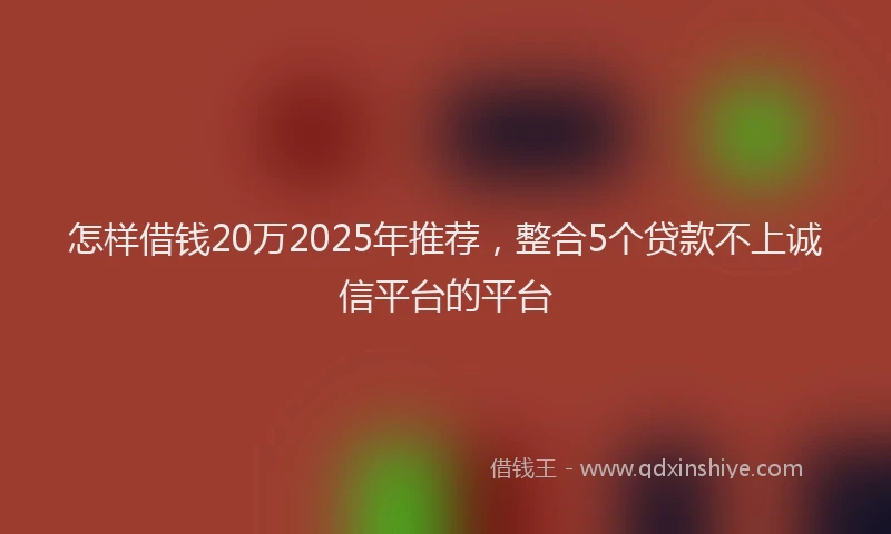 怎样借钱20万2025年推荐，整合5个贷款不上诚信平台的平台