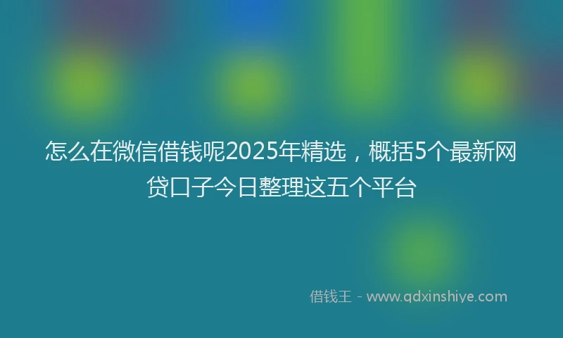 怎么在微信借钱呢2025年精选，概括5个最新网贷口子今日整理这五个平台