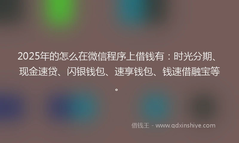 2025年的怎么在微信程序上借钱有：时光分期、现金速贷、闪银钱包、速享钱包、钱速借融宝等。
