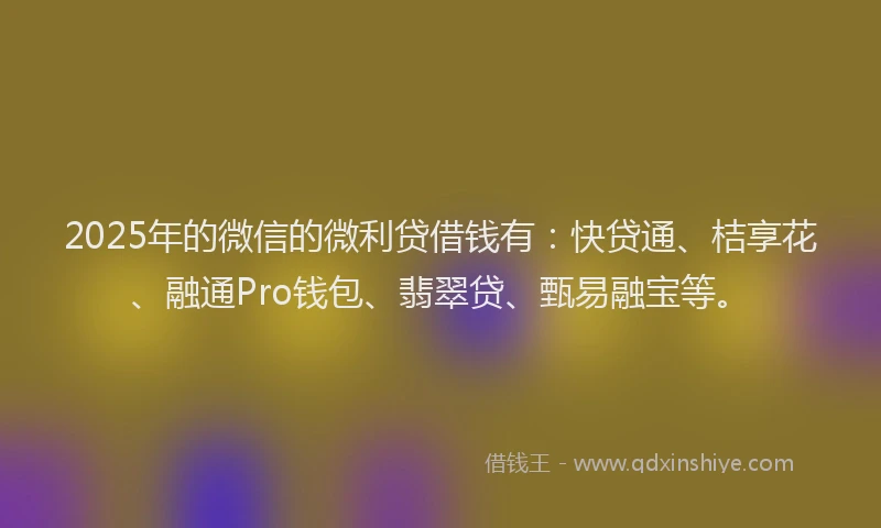 2025年的微信的微利贷借钱有：快贷通、桔享花、融通Pro钱包、翡翠贷、甄易融宝等。