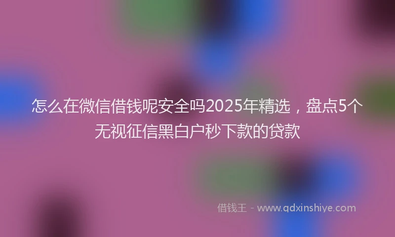 怎么在微信借钱呢安全吗2025年精选，盘点5个无视征信黑白户秒下款的贷款