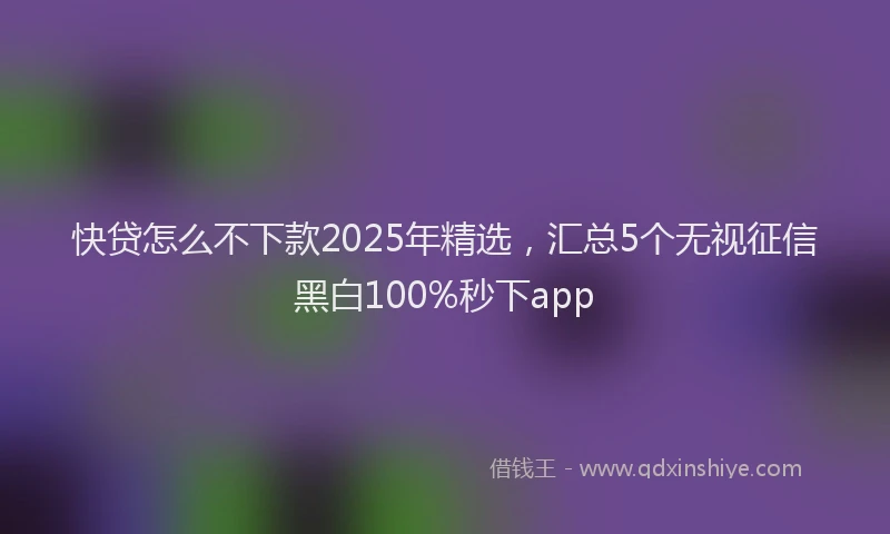 快贷怎么不下款2025年精选，汇总5个无视征信黑白100%秒下app