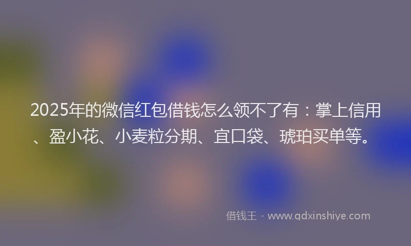 2025年的微信红包借钱怎么领不了有：掌上信用、盈小花、小麦粒分期、宜口袋、琥珀买单等。