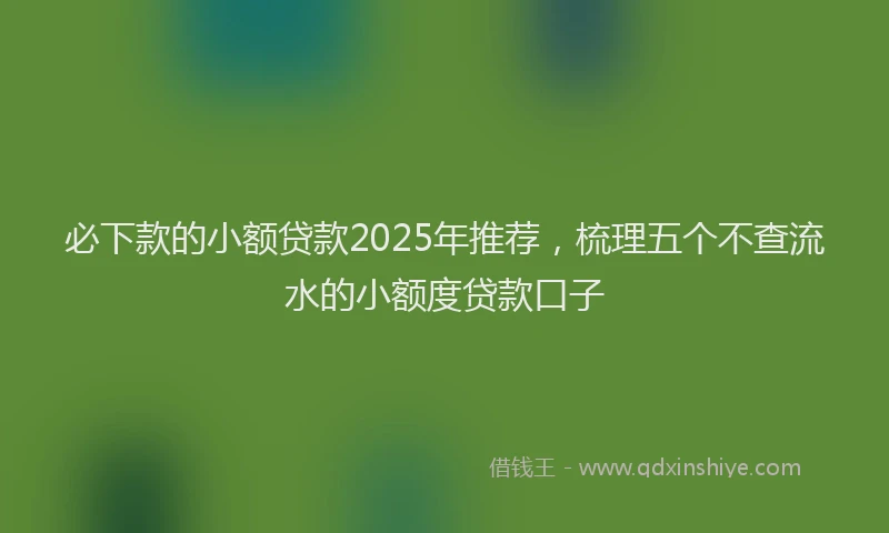 必下款的小额贷款2025年推荐，梳理五个不查流水的小额度贷款口子