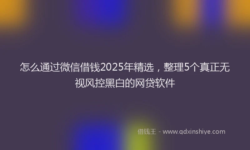 怎么通过微信借钱2025年精选，整理5个真正无视风控黑白的网贷软件