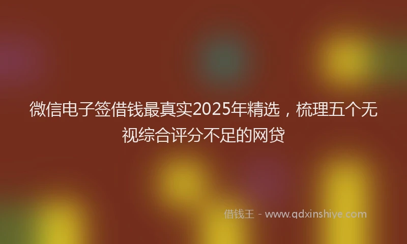 微信电子签借钱最真实2025年精选，梳理五个无视综合评分不足的网贷