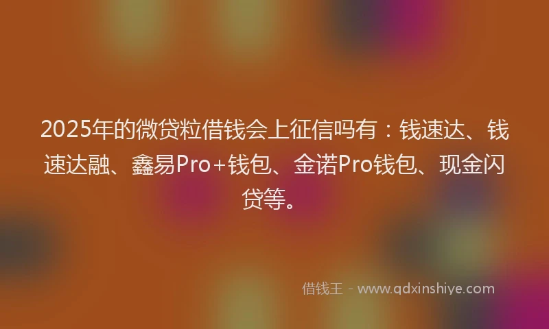 2025年的微贷粒借钱会上征信吗有：钱速达、钱速达融、鑫易Pro+钱包、金诺Pro钱包、现金闪贷等。